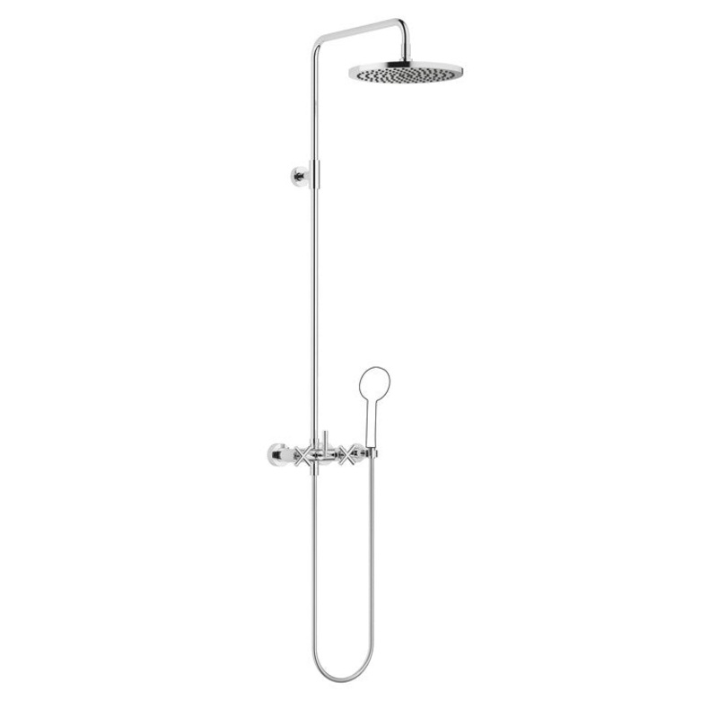 Shower Set TARA Exposed with Mixer Less Handshower 3 Cross/Lever Chrome 1.8 Gallons per Minute