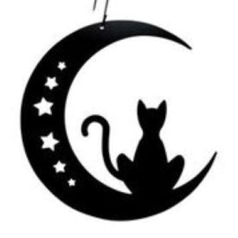 Village Wrought Iron HOS-292 Cat & Moon Decorative Hanging Silhouette