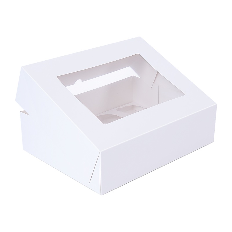 50pcs Cupcake Boxes 12-Hole Laminated Clear Window Face Boxes Favour