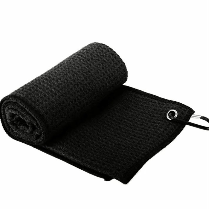 Black Microfiber Waffle Weave Golf Towel Set – 4 Pack (40x60cm) – Ultra Absorbent & Quick Drying