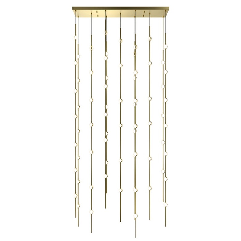 Constellation Andromeda 36″ Rectangle LED Pendant Satin Brass with White Optical Acrylic 2700K 10′ Adjustable Cord