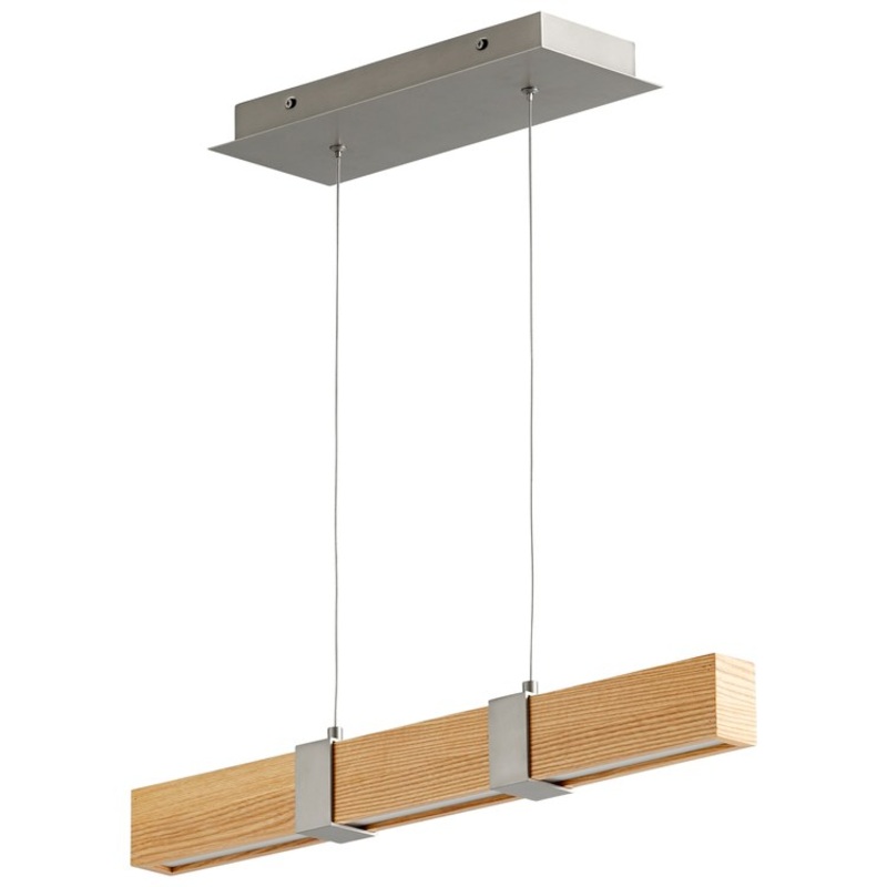 Decca Single-Light 24″ Linear Pendant – Satin Nickel/White Oak