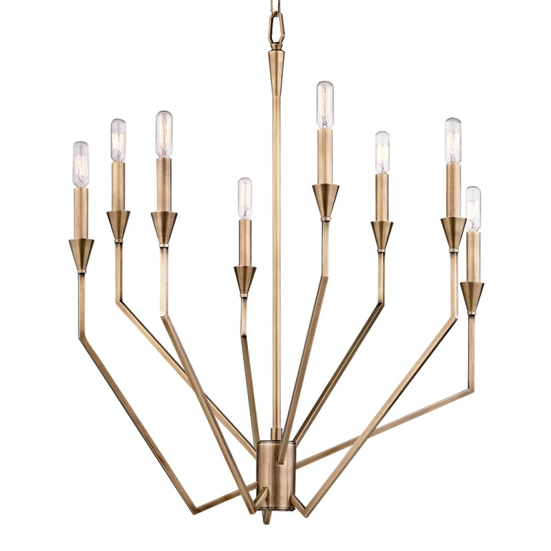 Eight Light Chandelier from the Archie Collection in Aged Brass Finish by Hudson Valley