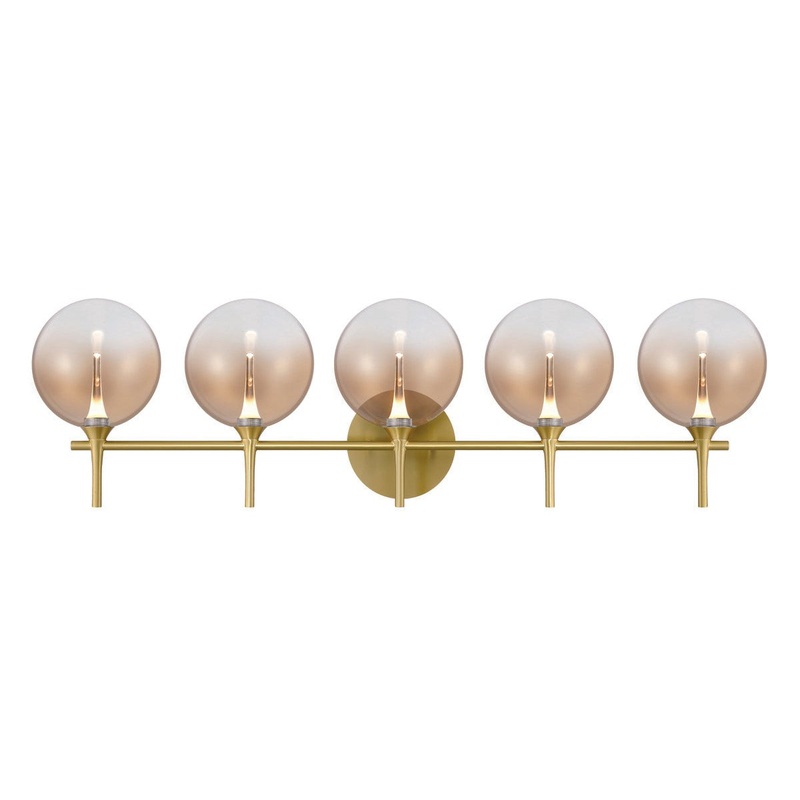 Iissa 5-Light Vanity Light Gold Amber Glass