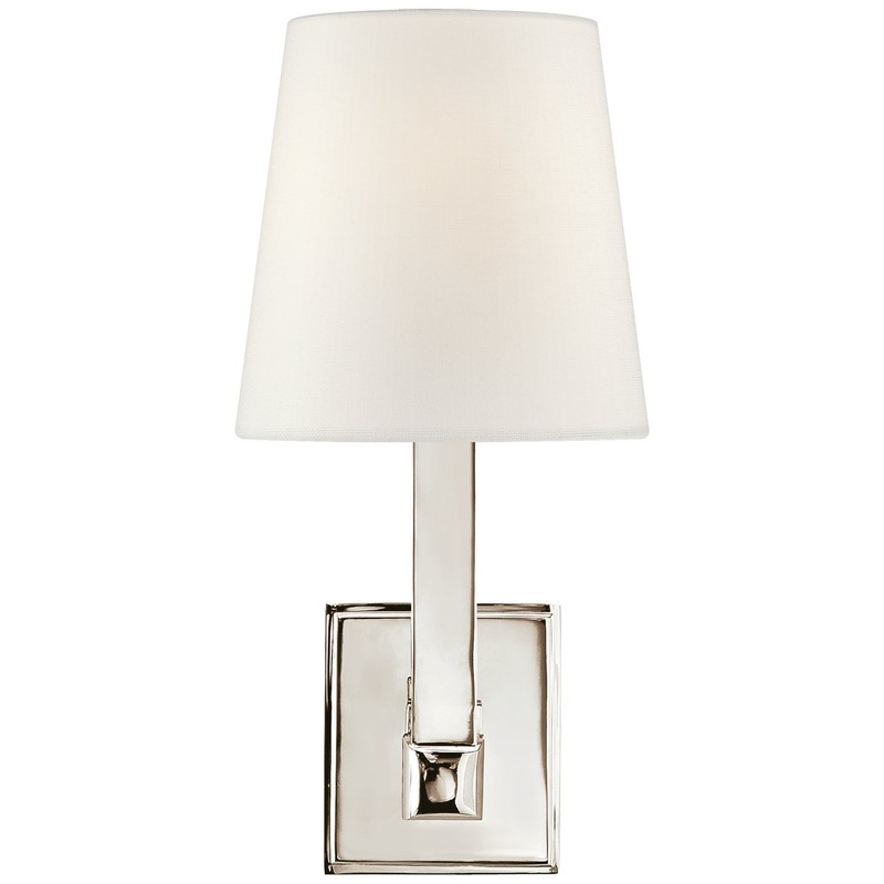 One Light Wall Sconce from the Square Tube Collection in Polished Nickel Finish by Visual Comfort Signature