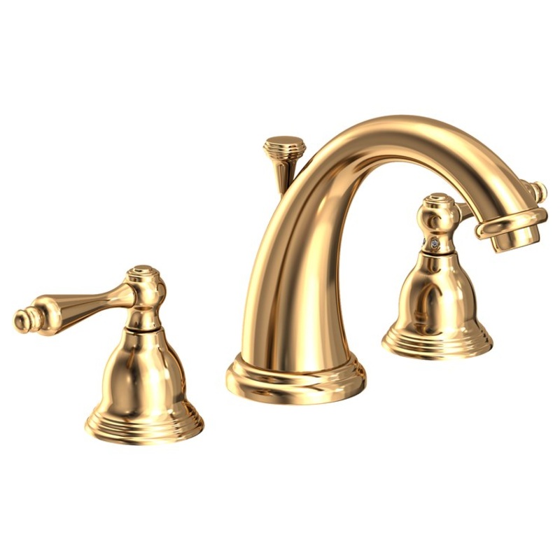 Seaport Two Handle Widespread Bathroom Faucet with Lever Handles with Drain – Polished Brass Uncoated