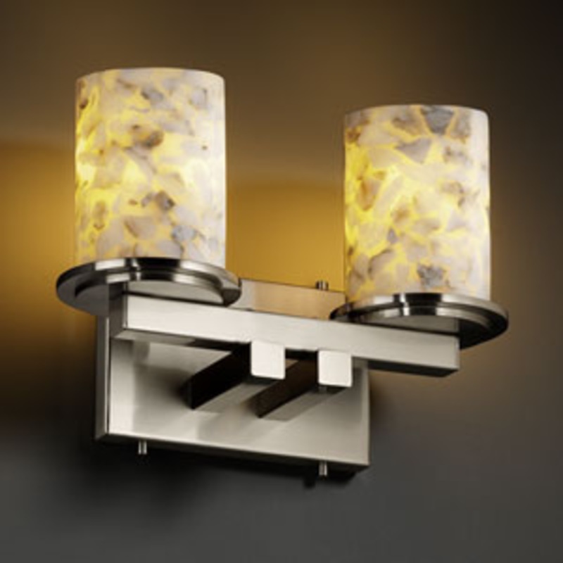 Two Light Bath Bar from the Alabaster Rocks! Collection in Brushed Nickel Finish by Justice Designs