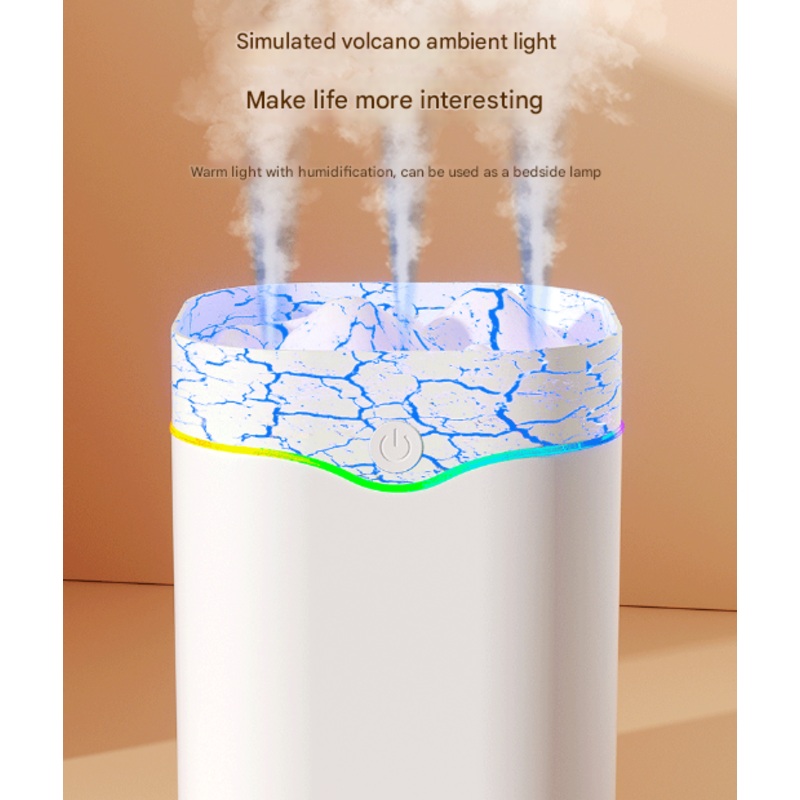 White Volcano Style 2L Cool Mist Humidifier – Triple Nozzle with RGB LED & Quiet Operation
