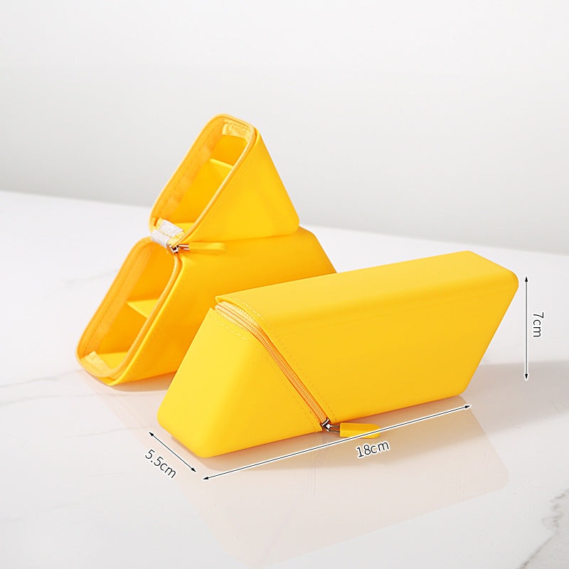 Yellow Transforming Silicone Pencil Case – Stand-Up Pen Holder & Stationery Organizer