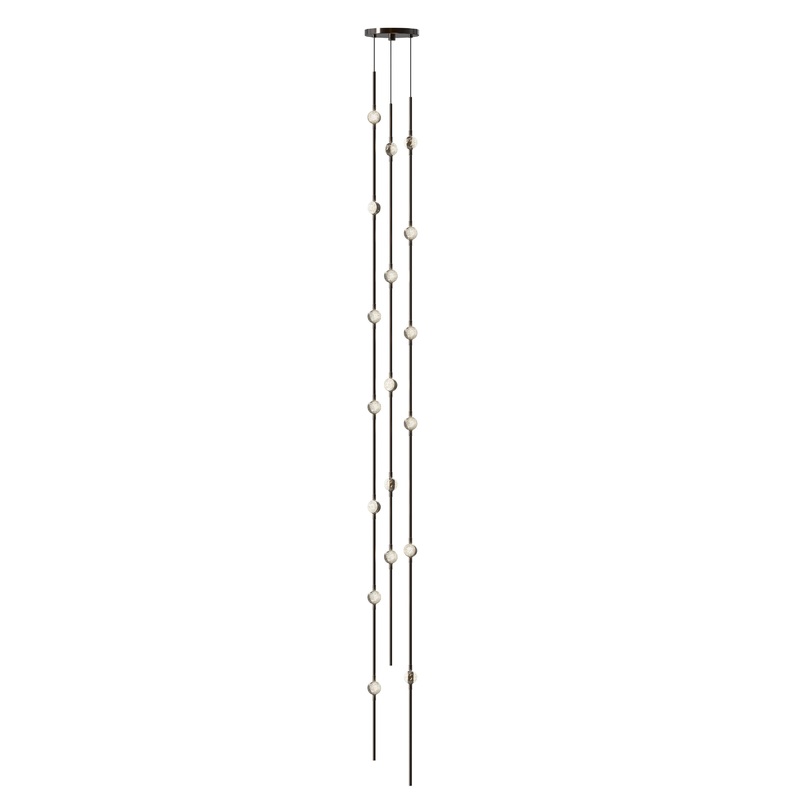 Constellation Andromeda Tall 6″ Round LED Pendant Espresso Black with Clear Faceted Acrylic 2700K 20′ Adjustable Cord