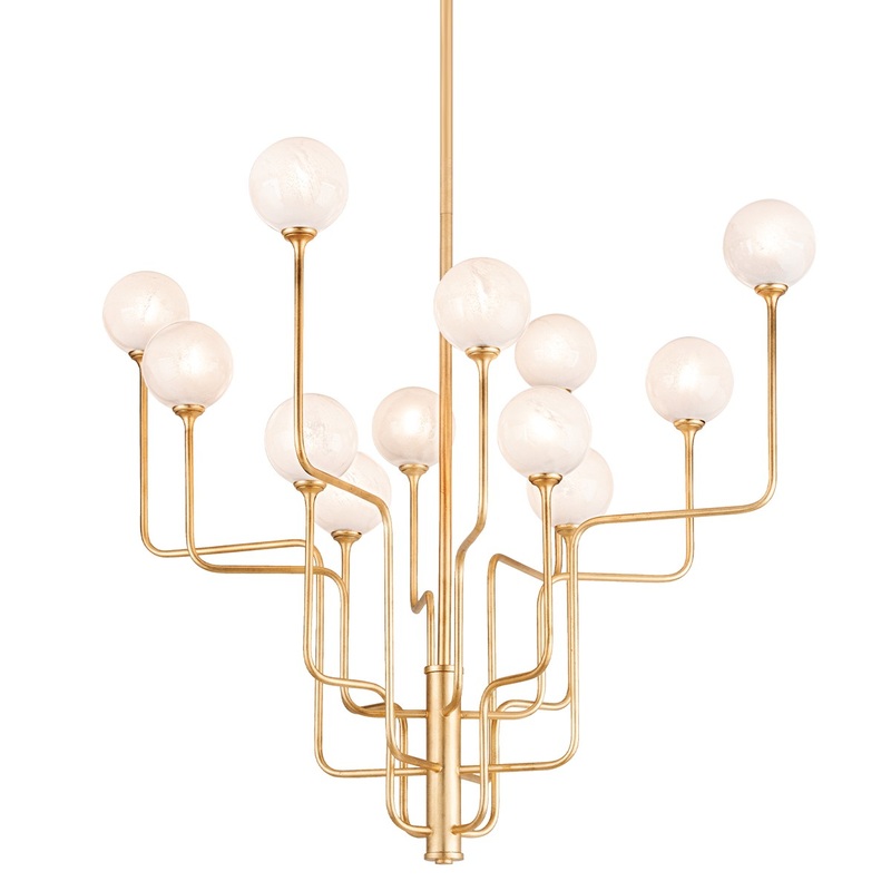 Corbett Lighting 332-45-VGL Onyx 12 Light Chandelier Vintage Gold Leaf