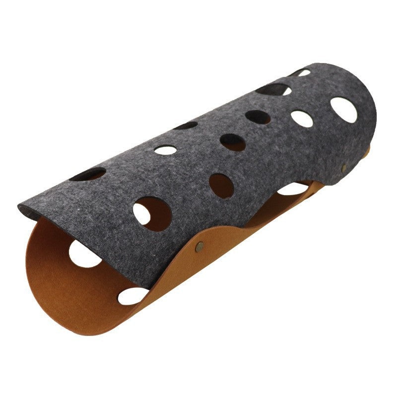 DIY Felt Cat Tunnel – Foldable Egg Roll-Shaped Pet Toy with Multiple Holes(Brown + Gray)
