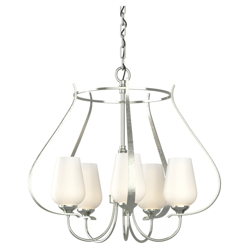 Flora 5-Arm Chandelier Sterling Opal Glass (GG)