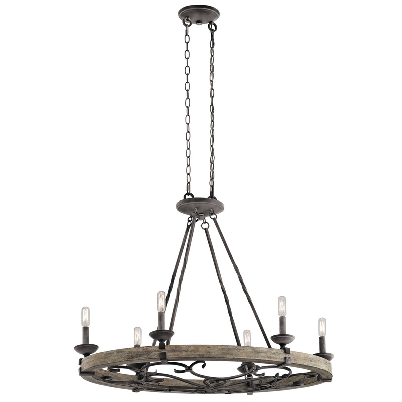 Kichler 43824WZC Six Light Chandelier, Weathered Zinc