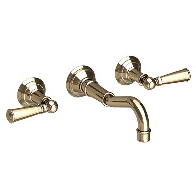 Lavatory Trim Jacobean Wall Mount 2 Lever French Gold PVD ADA Low Arc 1.2 Gallons per Minute