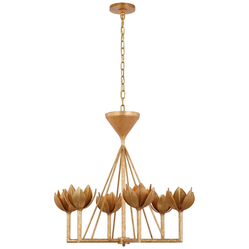 LED Chandelier from the Alberto Collection in Antique Gold Leaf Finish by Visual Comfort Signature