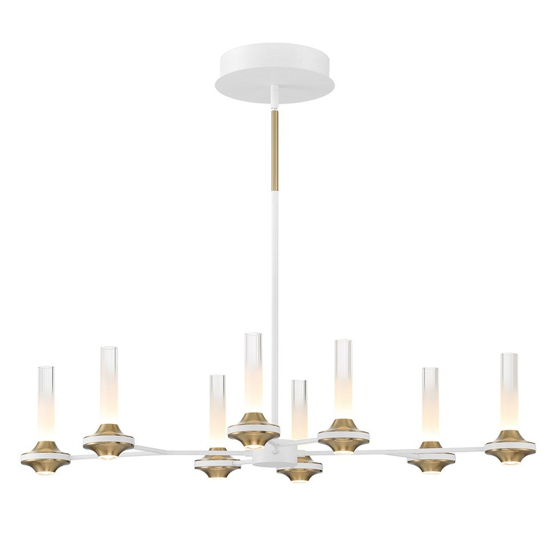LED Chandelier from the Torcia Collection in White and Brass Finish by Eurofase