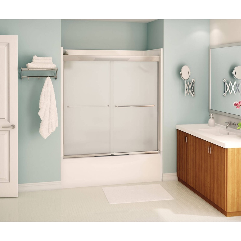 MAAX 134561-978-084-000 Kameleon 55-59 x 57 in. 6 mm Bypass Tub Door for Alcove Installation with Frosted glass in Chrome