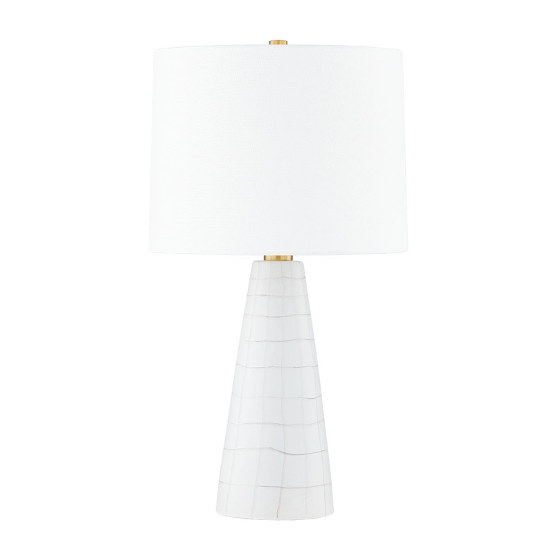 One Light Table Lamp from the Melinda Collection in Aged Brass/Ceramic Satin White Finish by Mitzi