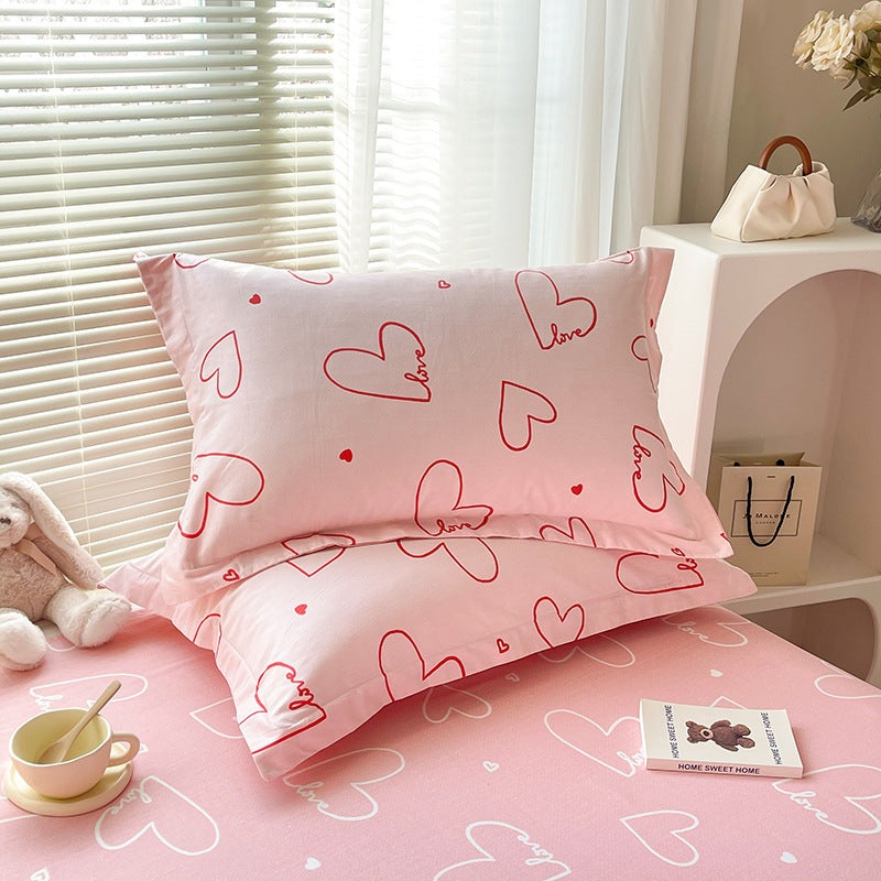 Pink Heart 100% Cotton Pillowcase Set (Pack of 2) – Breathable Standard Size 48x74cm Pure Cotton Pillow Covers