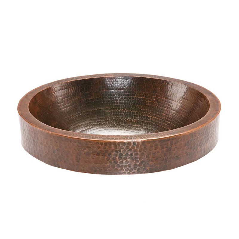Premier Copper Products VO18SKDB 18″ Oval Skirted Vessel Hammered Copper Sink