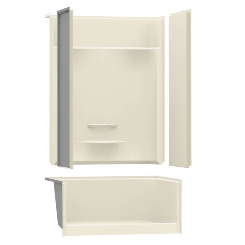 Shower Module KDS 3448 47-7/8 x 33-5/8 x 80-1/8 Inch AcrylX Bone 4 Pieces Right Hand
