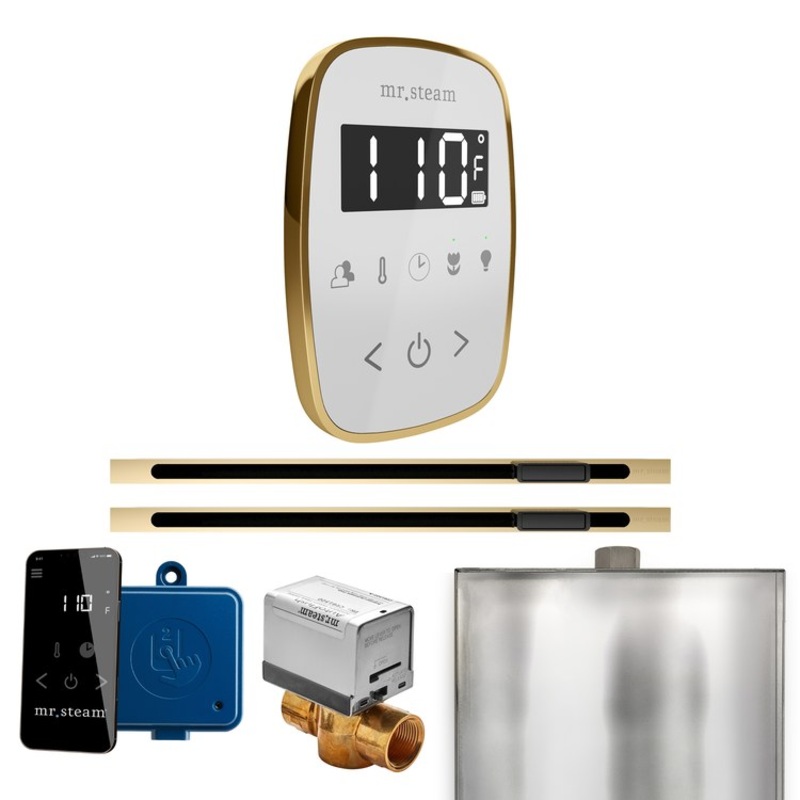 Steam Kit ButlerFlex Max Linear White/Polished Brass Control Package for MS4/MS5/MX6
