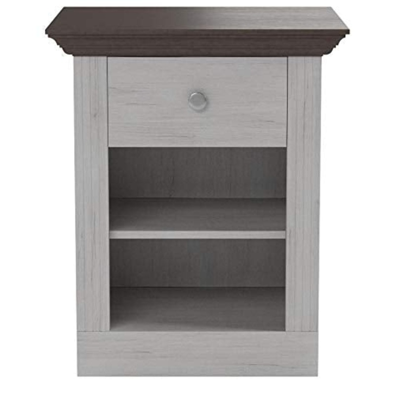 Steens Monaco 31700113 – Comodino, 62 x 56 x 46,5 cm, colore: Bianco/Marrone scuro Bianco/grigio