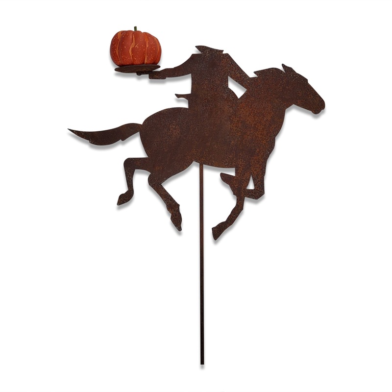 Village Wrought Iron RGS-274 Headless Horseman – Rusted Garden Stake