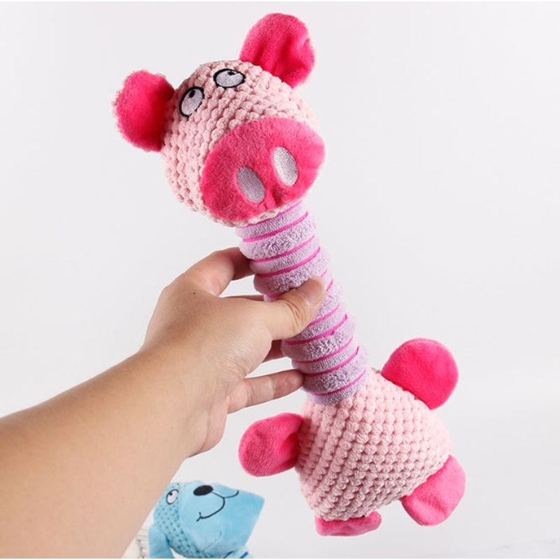 2-Piece Pink Long Neck Plush Dog Toy – Interactive Chew & Cuddle Toy for Puppies