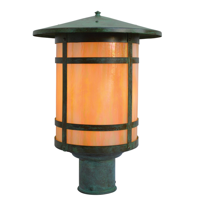 Arroyo BP-11LGW-VP Berkeley One Light Post Mount Verdigris Patina