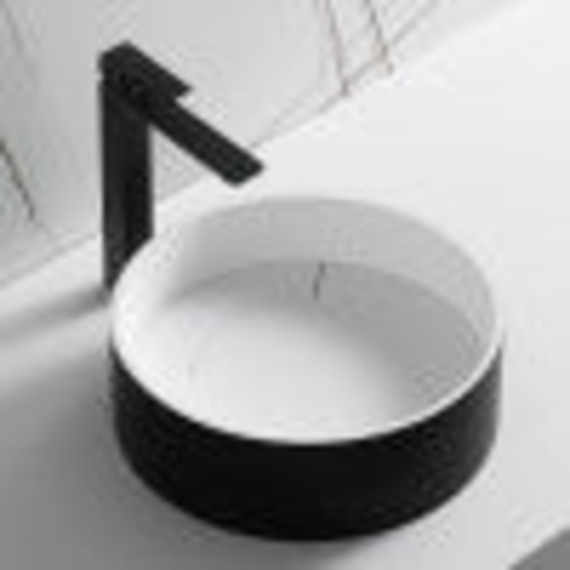 Black Matte 15″ Round Solid Surface Resin Sink