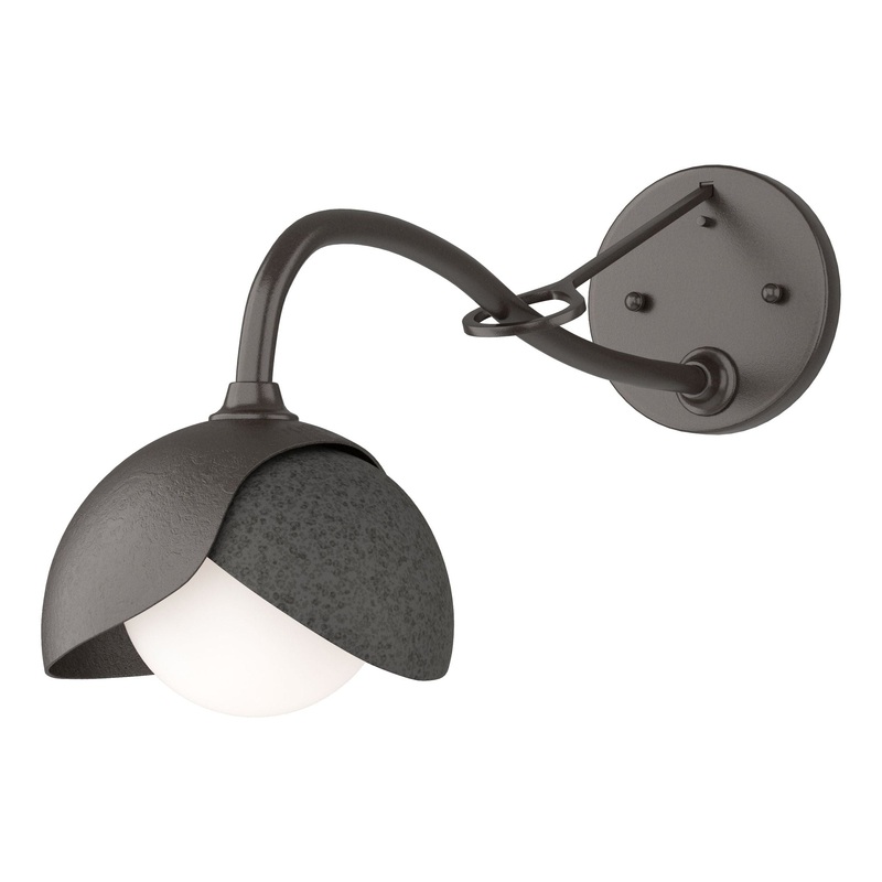 Brooklyn 1-Light Double Shade Long-Arm Sconce Oil Rubbed Bronze Natural Iron