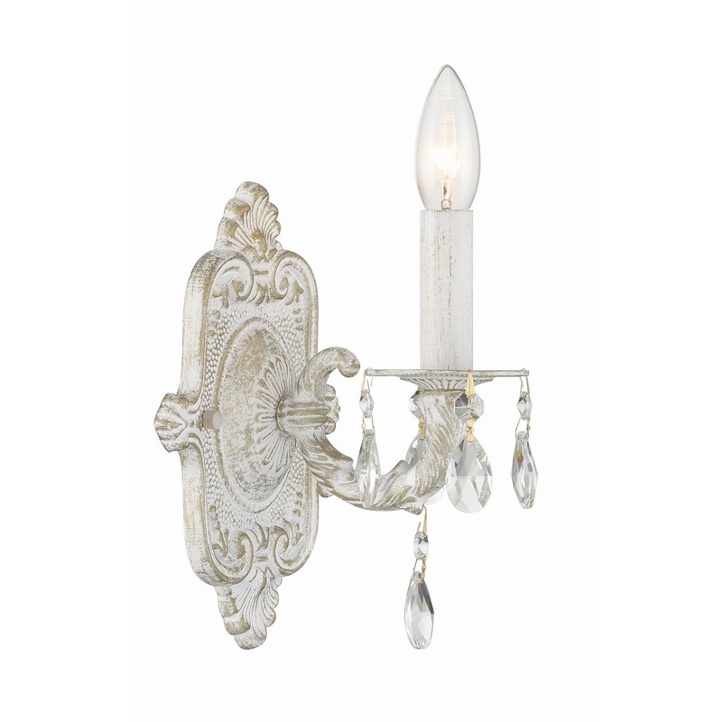 Crystorama 5021-AW-CL-S Paris Market One Light Wall Sconce Antique White