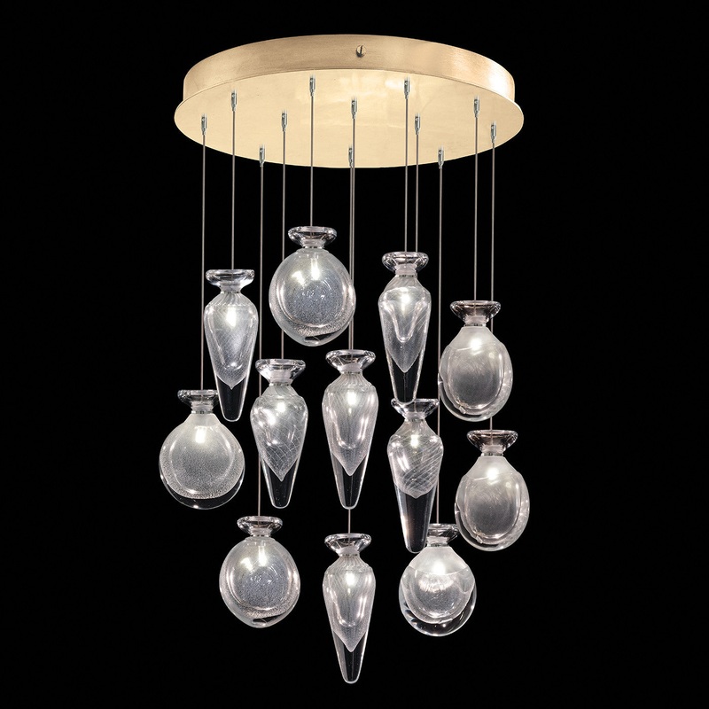 Essence 21″W Round Pendant Gold/Clear Mix