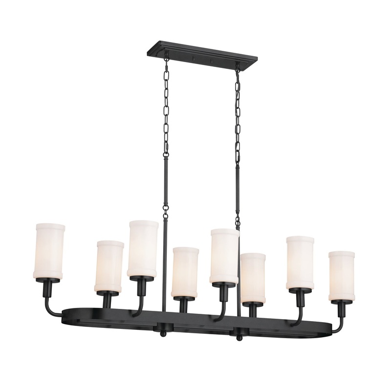 Kichler 52453BKT Eight Light Linear Chandelier, Textured Black