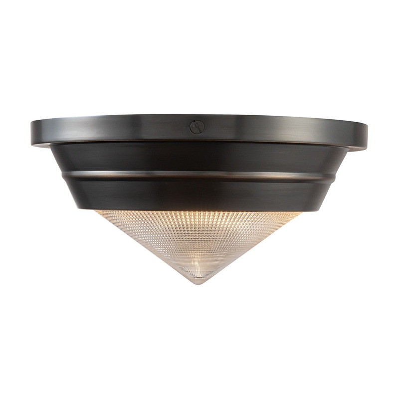One Light Flush Mount from the Willard Collection in Urban Bronze/Clear Prismatic Glass Finish by Alora