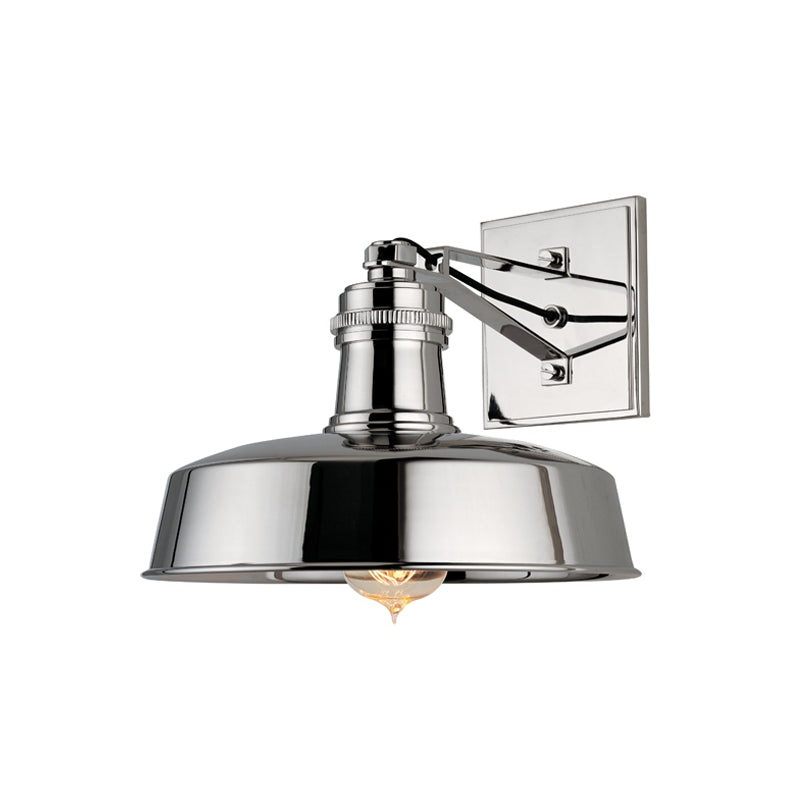 One Light Wall Sconce from the Hudson Falls Collection in Polished Nickel Finish by Hudson Valley