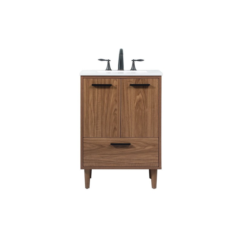 Single Bathroom Vanity from the Baldwin Collection in Walnut Brown Finish by Elegant Lighting