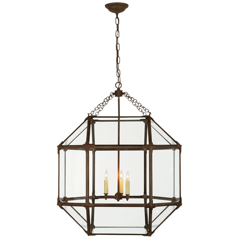 Three Light Lantern from the Morris Collection in Antique Zinc Finish by Visual Comfort Signature