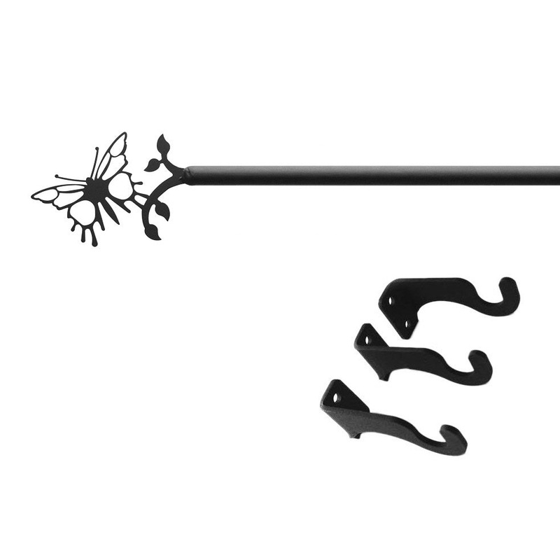 Village Wrought Iron CUR-38-112-S Butterfly Curtain Rod LG (Hardware is INCLUDED)