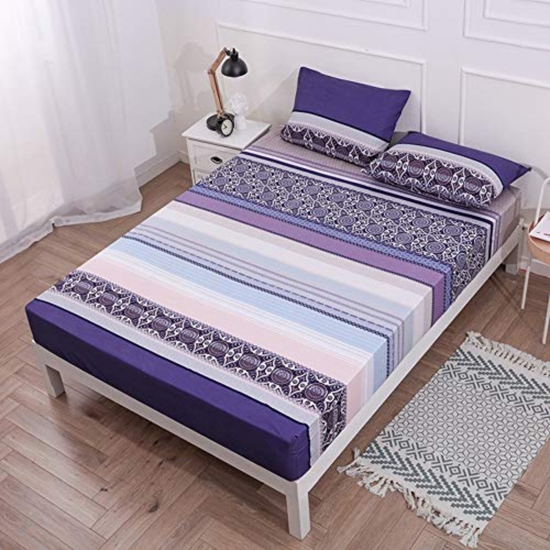 ABUKJM – Coprimaterasso impermeabile con stampa a colori, per letto singolo e matrimoniale (colore 15,220 x 200 x 25 cm)
