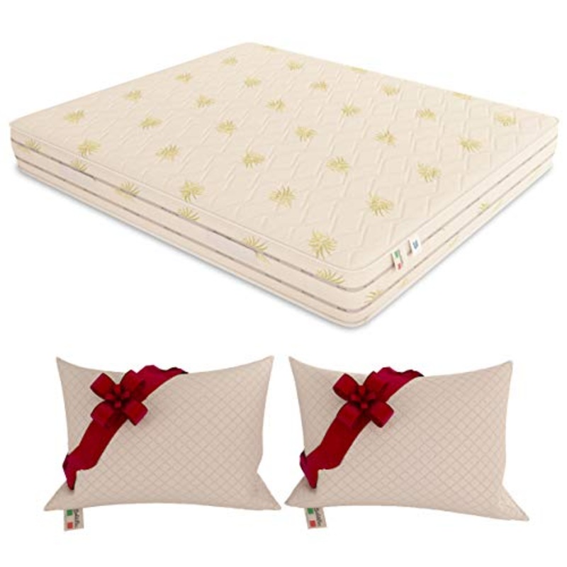Baldiflex Emporio Materasso Matrimoniale Easy 4.0 in Memory Foam, 160x190x22cm, Fodera Aloe Vera, Ortopedico, Antiacaro, Coppia Cuscini Fiocco Memory
