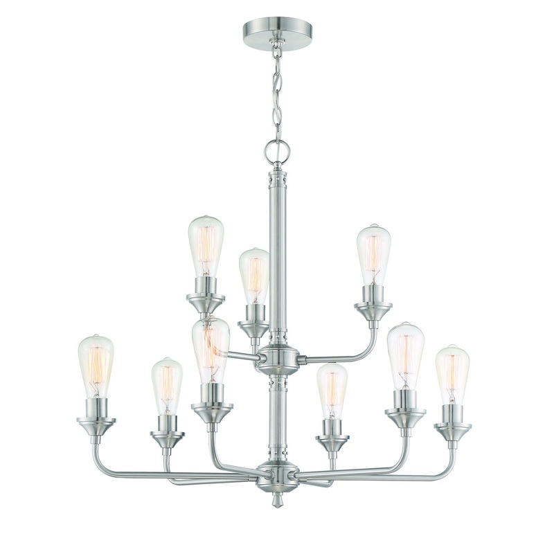 Craftmade 53029-BNK Bridgestone Nine Light Chandelier Brushed Polished Nickel (Discontinued)