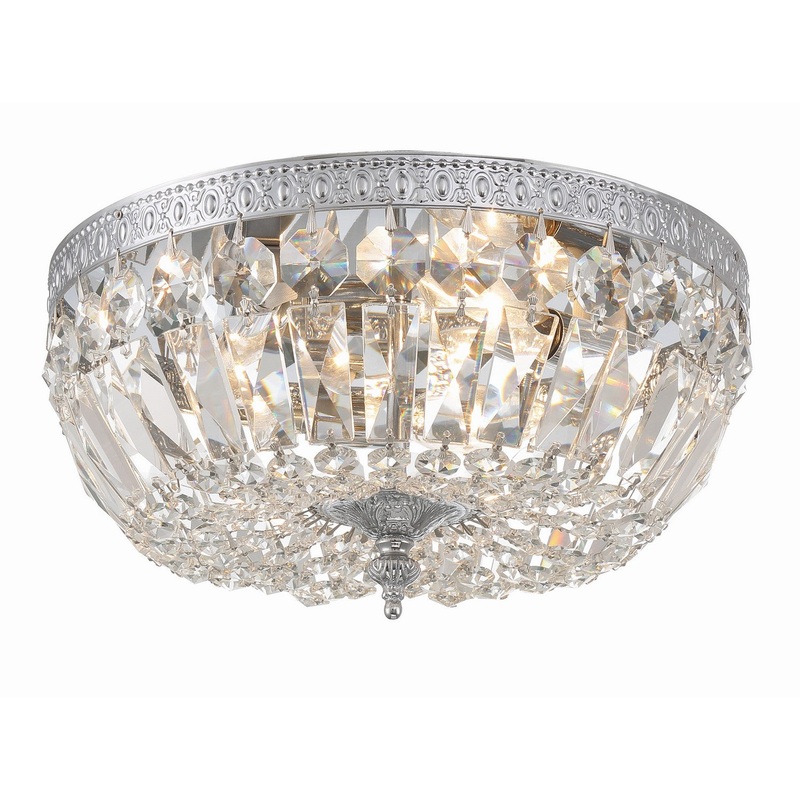 Crystorama 712-CH-CL-S Ceiling Mount Three Light Flush Mount Polished Chrome