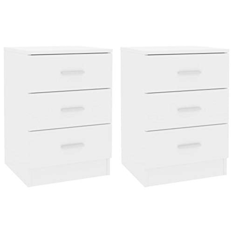 Festnight Comodini Bianco Lucido in Truciolato 38x35x65 cm 2 pz
