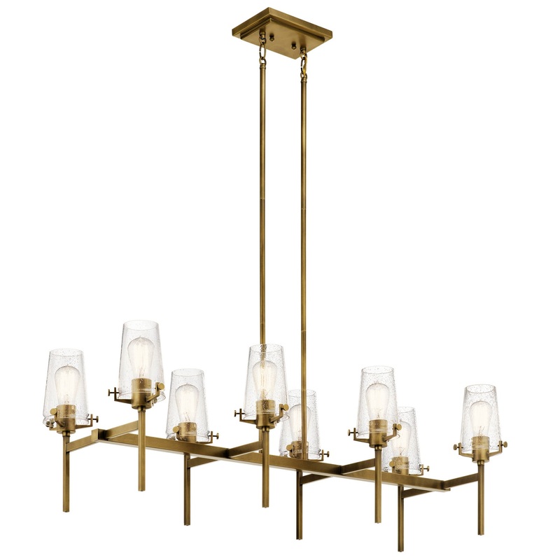 Kichler 43696NBR Eight Light Linear Chandelier, Natural Brass