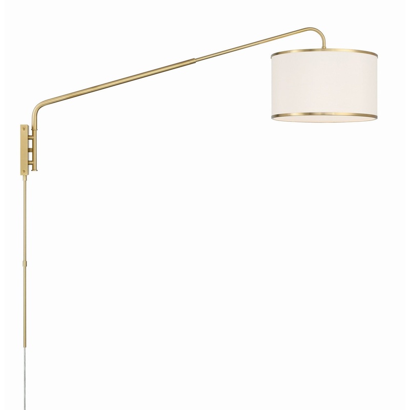 One Light Task Sconce from the Mallory Collection in Soft Brass Finish by Crystorama