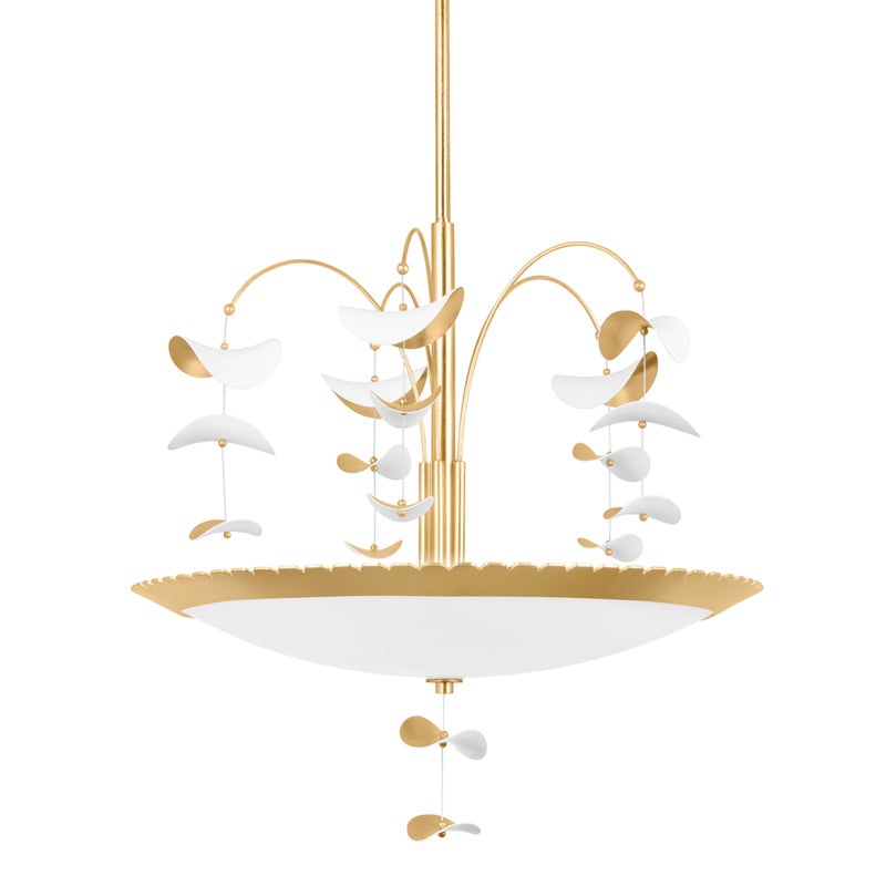 Six Light Chandelier from the Paavo Collection in Gold Leaf/Soft White Combo Finish by Hudson Valley