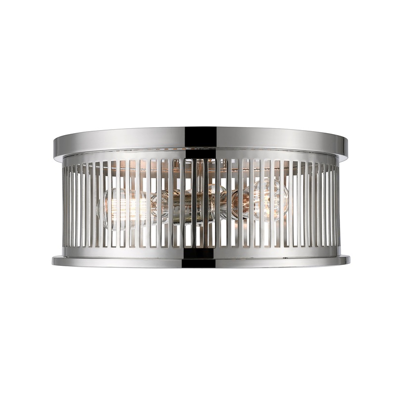 Three Light Flush Mount from the Camellia Collection in Polished Nickel Finish by Z-Lite